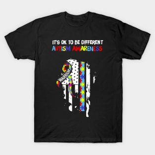 It_s Okay to be Different Autism American Flag - Autism Flag T-Shirt